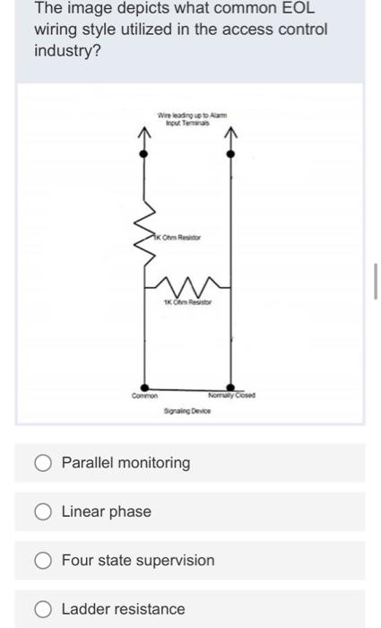 Solved The image depicts what common EOL wiring style | Chegg.com