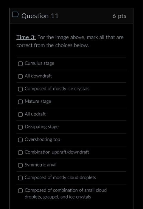 Solved 3D Radar Image for Time 3: Question 11 6 pts Time | Chegg.com