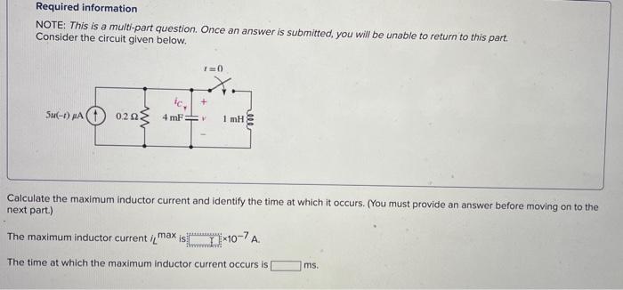 Solved Required information NOTE: This is a multi-part | Chegg.com