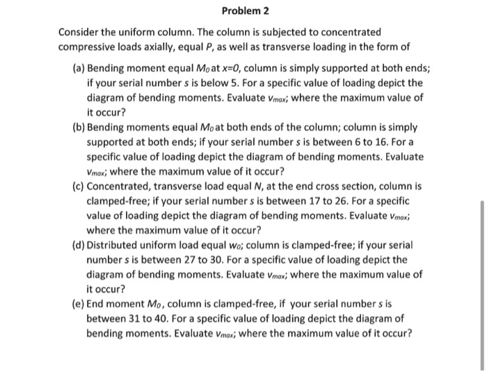 Solved Problem 2 Consider the uniform column. The column is | Chegg.com