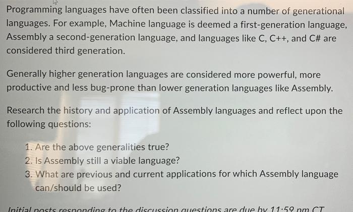 Solved Programming languages have often been classified into | Chegg.com