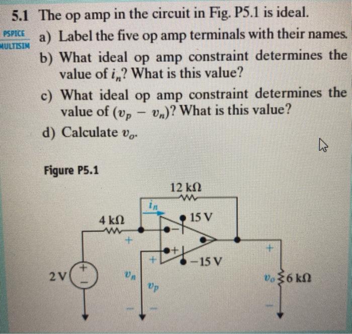 Solved PSPICE MULTISIN 5.1 The Op Amp In The Circuit In Fig. | Chegg.com