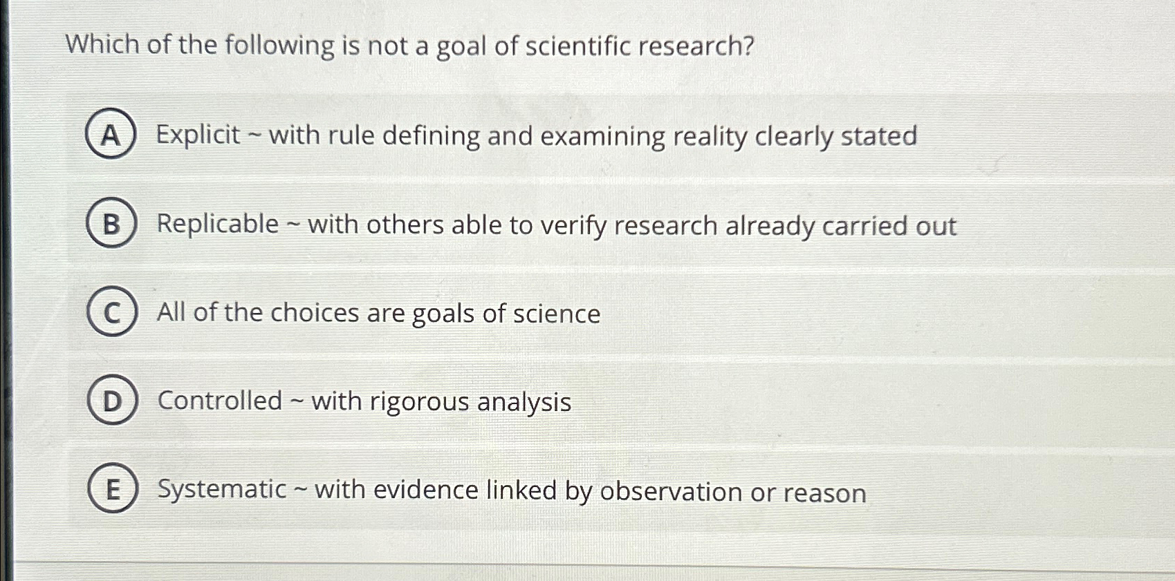Solved Which of the following is not a goal of scientific | Chegg.com