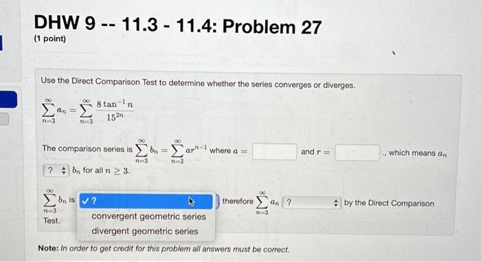 Solved Use the Direct Comparison Test to determine whether | Chegg.com