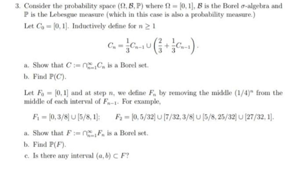 Solved Consider the probability space (Ω,B,P) where | Chegg.com