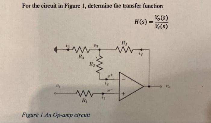 Solved For the circuit in Figure 1, determine the transfer | Chegg.com