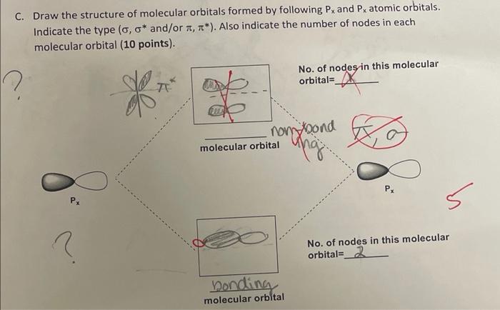 Solved C. Draw the structure of molecular orbitals formed by | Chegg.com
