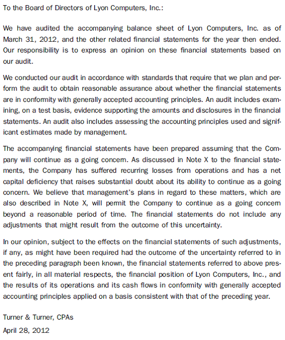 Solved Critique Of Audit Report Going Concern Doubt LO 3 The F