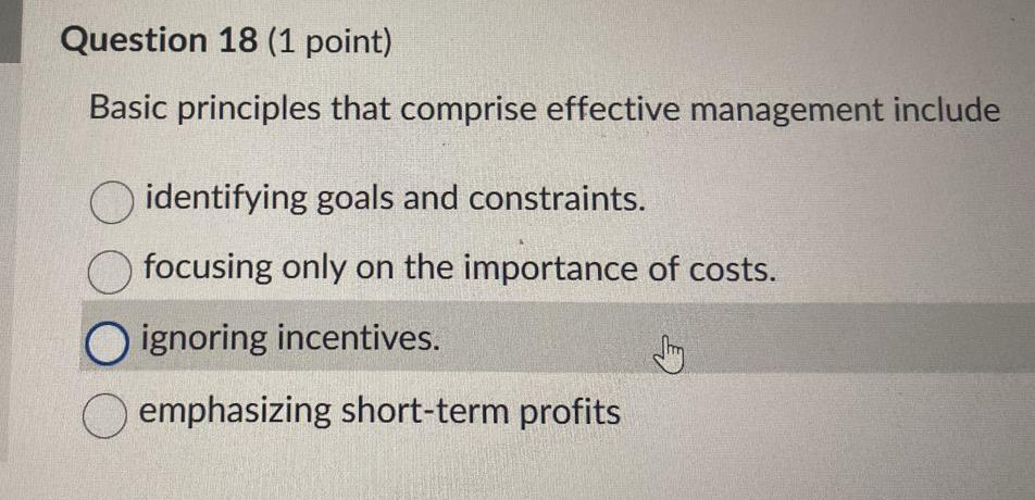 Solved Question 18 (1 ﻿point)Basic principles that comprise | Chegg.com