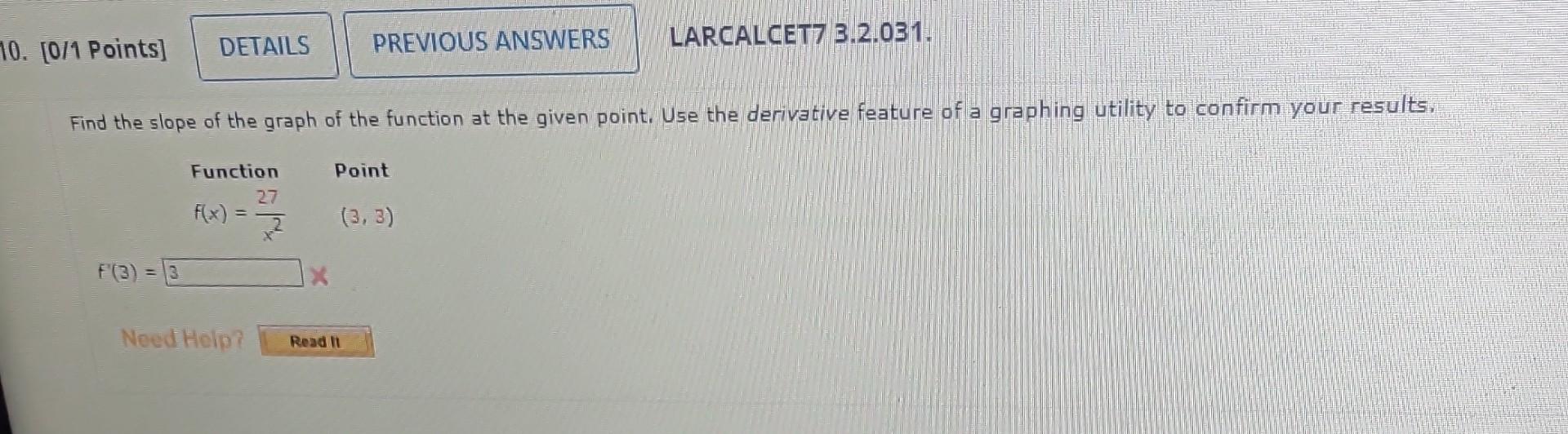 Solved Find the slope of the graph of the function at the | Chegg.com