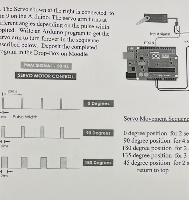 Solved The Servo shown at the right is connected to in 9 on | Chegg.com