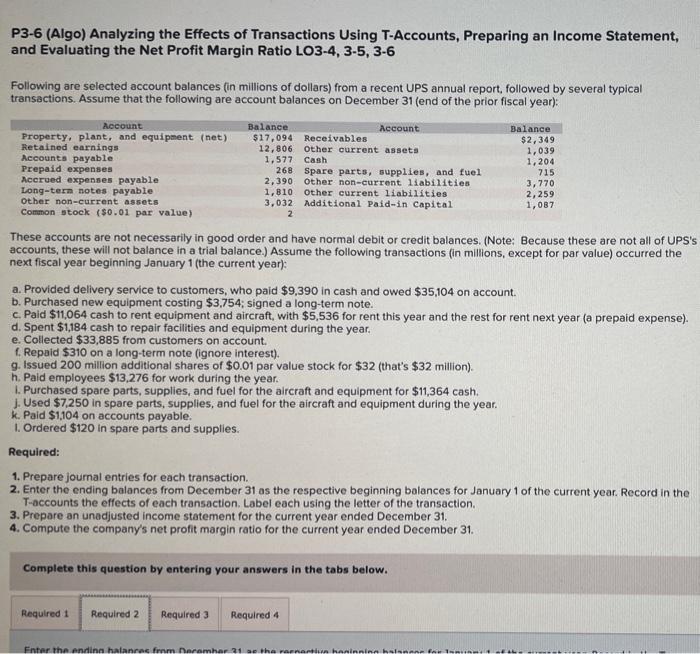 Solved P3-6 (Algo) Analyzing the Effects of Transactions | Chegg.com