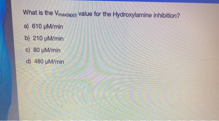 What Is The Vmax App Value For The Hydroxylamine Chegg Com