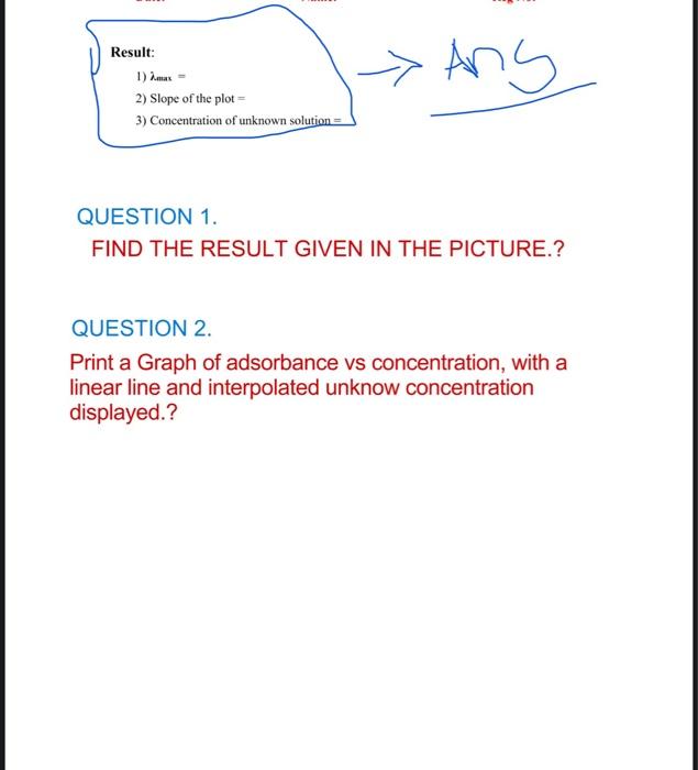 Solved Experiment 1 Concentration Determination of KMnO4