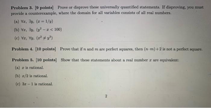 Solved Problem 3. [9 points] Prove or disprove these | Chegg.com