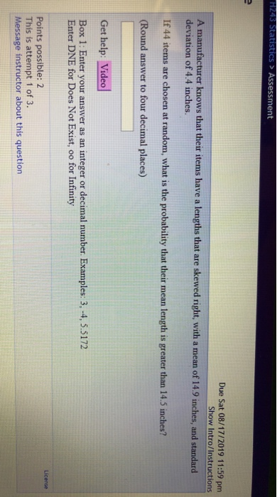 Solved Question with tast attempt is displayed for your | Chegg.com