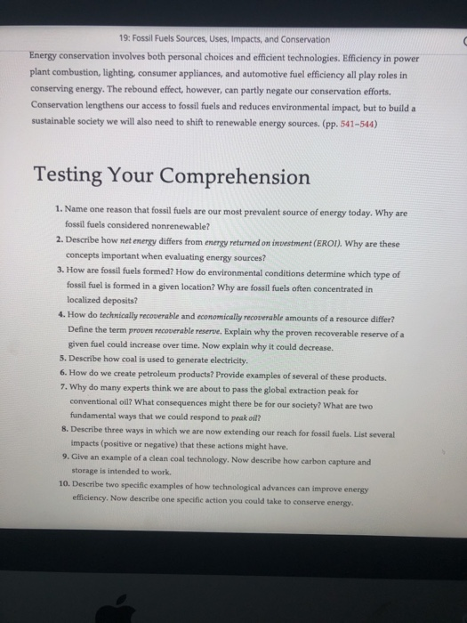 Solved 19: Fossil Fuels Sources, Uses, Impacts, and | Chegg.com
