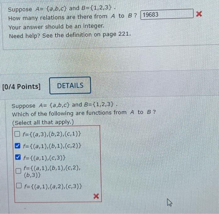 Solved X Suppose A= {a,b,c} And B={1,2,3} . How Many | Chegg.com