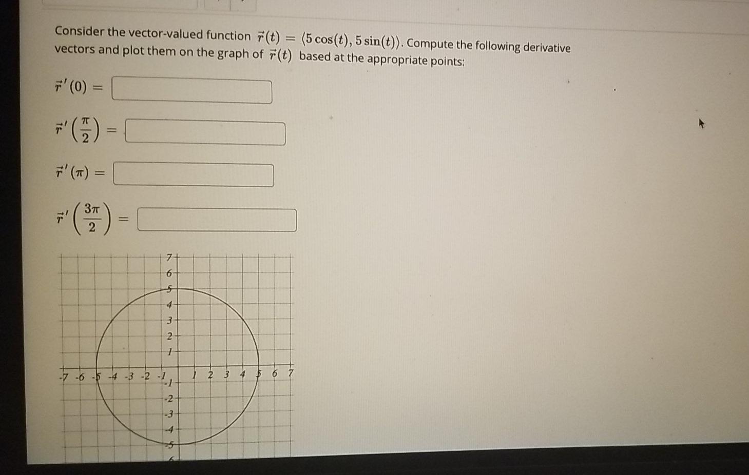 Solved Consider the vector-valued function F(t) = (5 cos(t), | Chegg.com