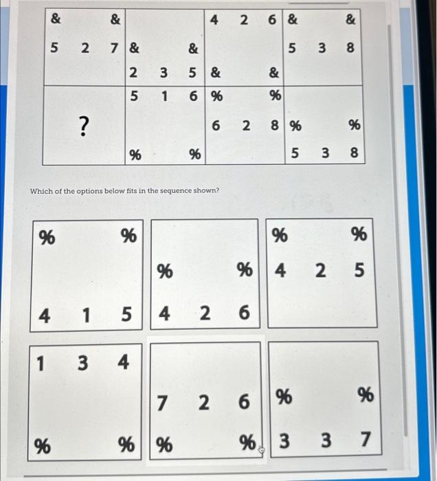 Solved Which of the options below fits in the sequence | Chegg.com