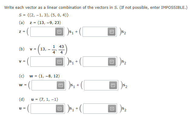 Solved Write each vector as a linear combination of the | Chegg.com