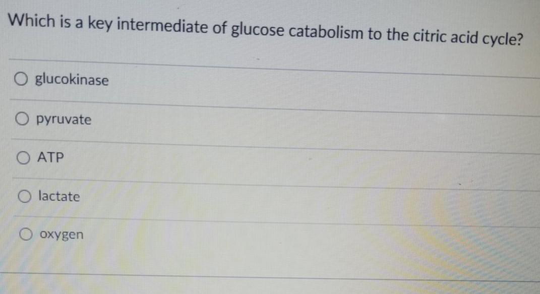Solved Which is a key intermediate of glucose catabolism to | Chegg.com