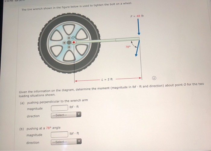 Solved 9-10 PM SU The tire wrench shown in the figure below | Chegg.com