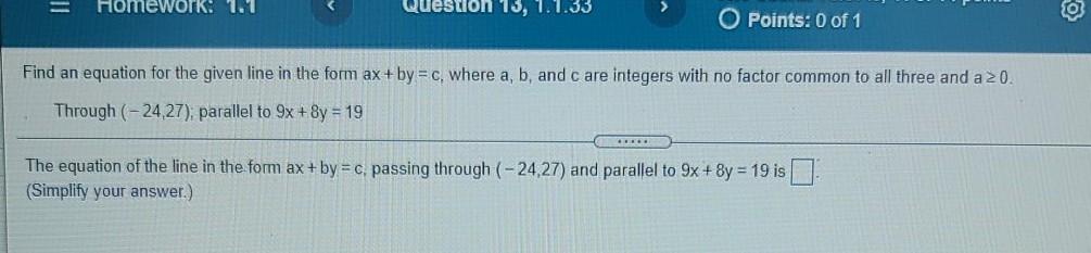 Solved Homework 1.1 Question 13, 1.1.33 O Points: 0 of 1 | Chegg.com