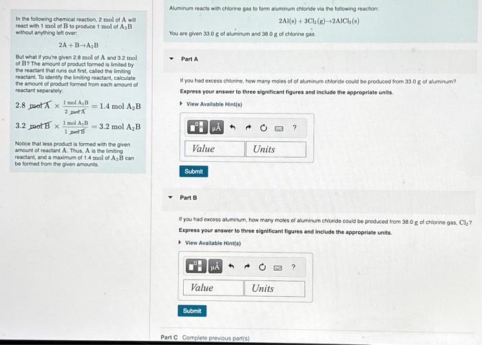 Solved In The Following Chemical Reaction 2 Mol Of A Will Chegg Com   Image