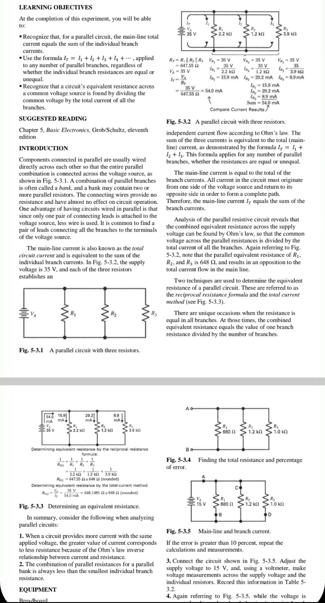 Fig. 5-3.1 A parallel circuit with three resistors. | Chegg.com