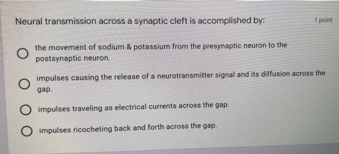 Solved Transmission in a neuron is one way because of the 1 | Chegg.com