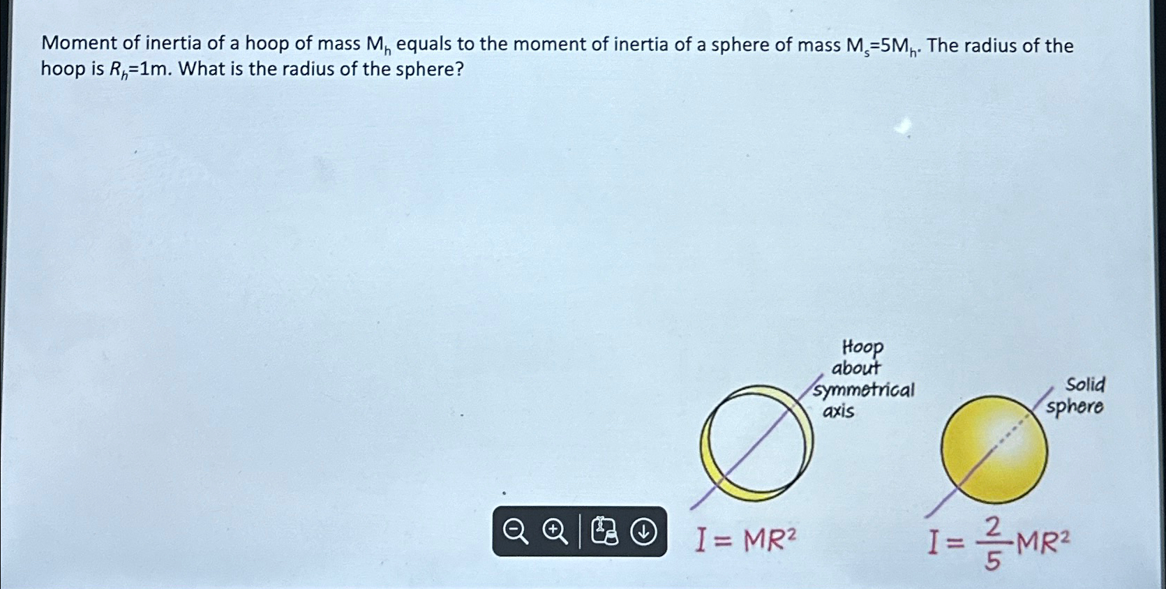 Solved Moment of inertia of a hoop of mass Mh ﻿equals to the | Chegg.com