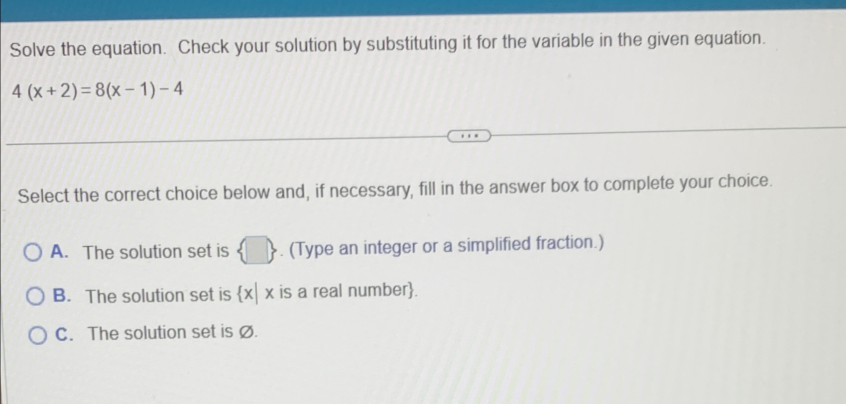 Solved Solve the equation. Check your solution by | Chegg.com