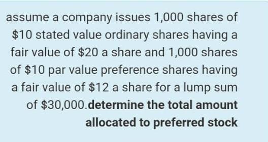 Solved Assume A Company Issues 1,000 Shares Of $10 Stated | Chegg.com