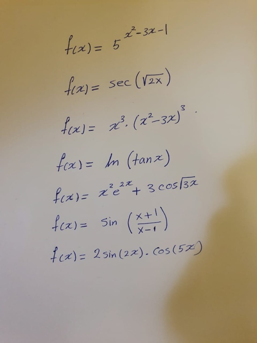 Solved Differentiate Each Function F X 5x 3x 1 F X Chegg Com
