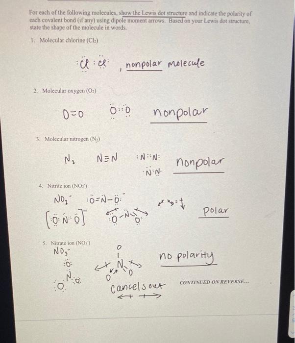 Solved For each of the following molecules, show the Lewis | Chegg.com