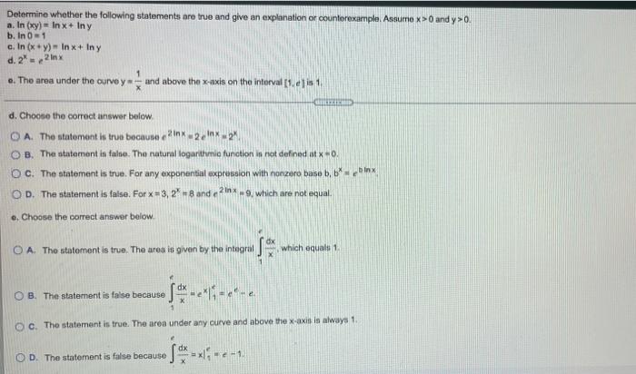 Solved Determine whether the following statements are true | Chegg.com