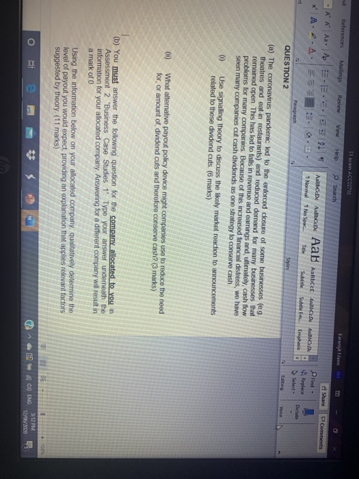 Si ecam ACC00716 References Mailings Review View Help | Chegg.com