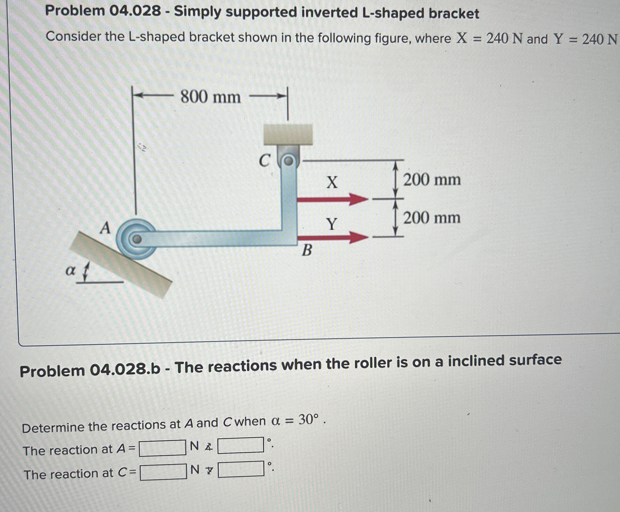 Solved Problem 04.028 - ﻿Simply supported inverted L-shaped | Chegg.com