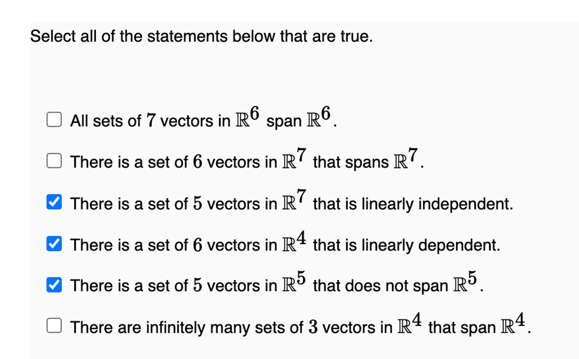 Solved Select all of the statements below that are true.All | Chegg.com