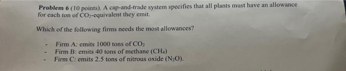 Solved Problem 6 (10 points). A cap-and-trade system | Chegg.com