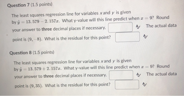 Solved Question 7 (1.5 Points) The Least Squares Regression | Chegg.com