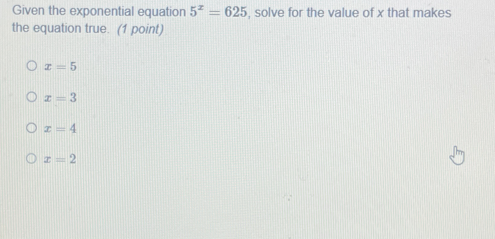 solved-given-the-exponential-equation-5x-625-solve-for-the-chegg