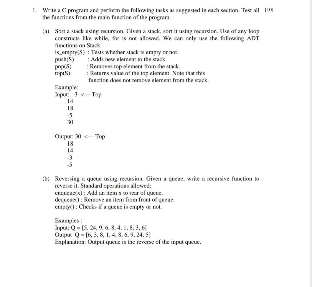 Solved 1. Write a C program and perform the following tasks | Chegg.com