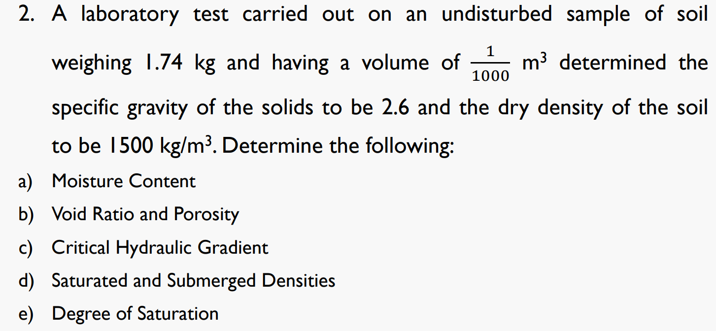 Solved A laboratory test carried out on an undisturbed