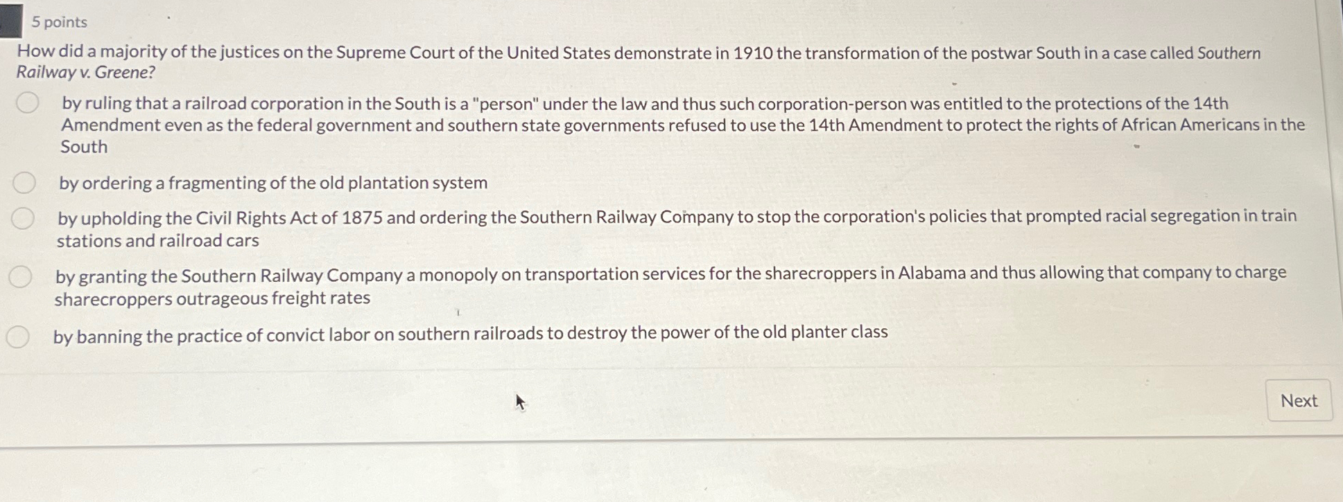 Solved 5 ﻿pointsHow did a majority of the justices on the | Chegg.com