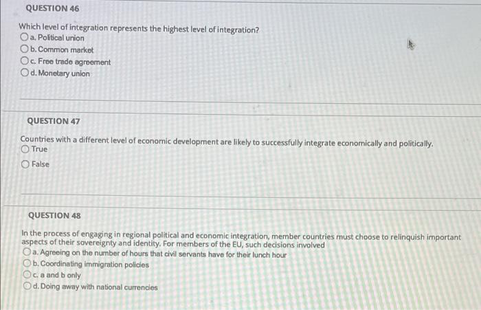 Solved QUESTION 46 Which level of integration represents the | Chegg.com