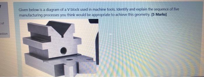 Solved 27 Given below is a diagram of a V block used in | Chegg.com