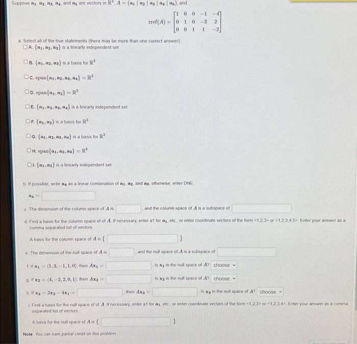 Solved Suppose A1a2a3a4 And A5 Are Vectors In 5037