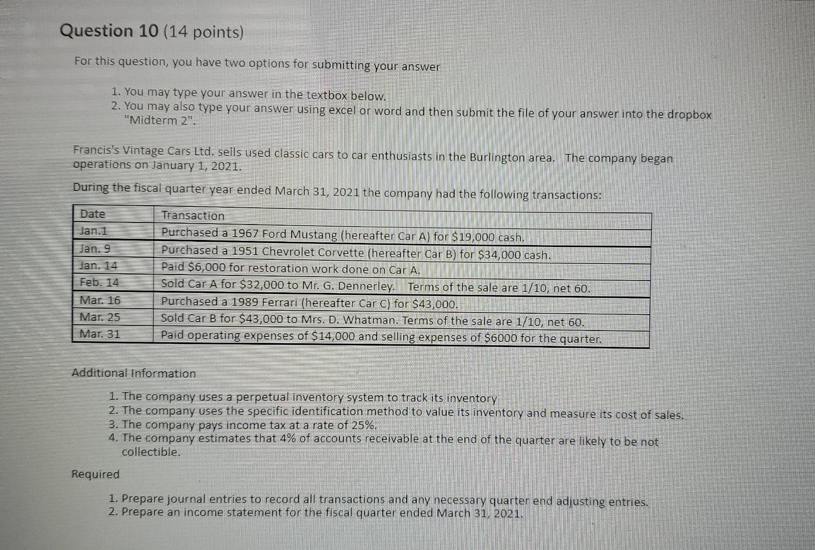 Solved Question 10 (14 points) For this question, you have | Chegg.com